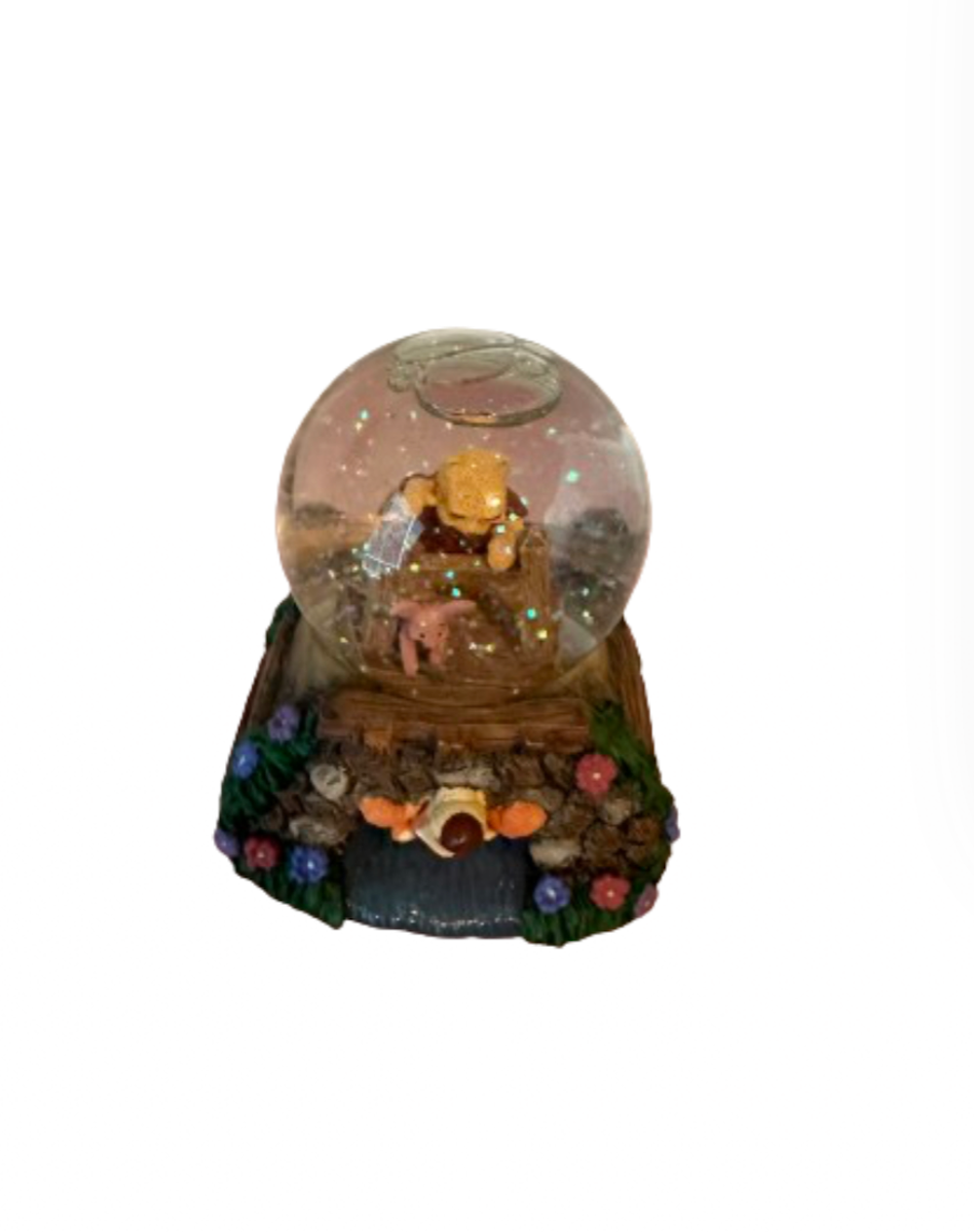 Disney Store Simply Pooh Rare Winnie Tigger Piglet Flowers Snowglobe Figurine