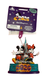 Disney Parks WDW 2026 Mickey Minnie Castle Christmas Ornament New With Tag
