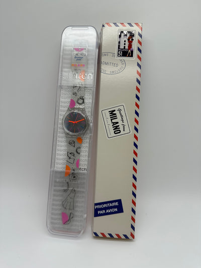 Swatch Destination Greetings from Milan Quadrilatero Fashion Watch Works New