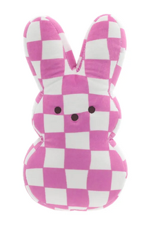 Peeps Checkered Pink Bunny Plush Stuffed Animal Toy Easter Decoration New Tag