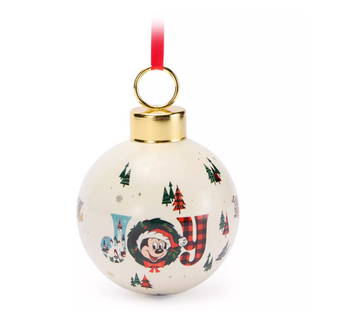 Disney Parks Mickey Castle Plaid Joy Ball Christmas Ornament New with Tag