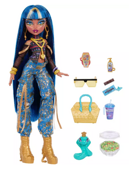 Monster High Cleo De Nile Fashion Doll in Cargo Pants with Pet Hissette Toy New