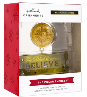 Hallmark Polar Express Believe Ticket & Compass Christmas Ornament New with Box