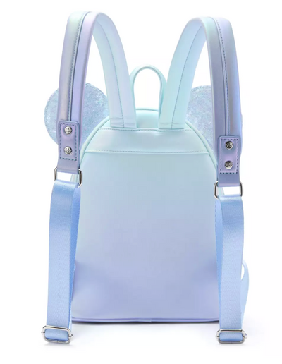 Disney Parks Loungefly Minnie Mouse Light Blue Sequined Mini Backpack New W Tag