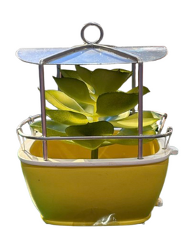 Disney Parks Vintage Maps Skyway Gondola Faux Succulent Holder Yellow New w Tag