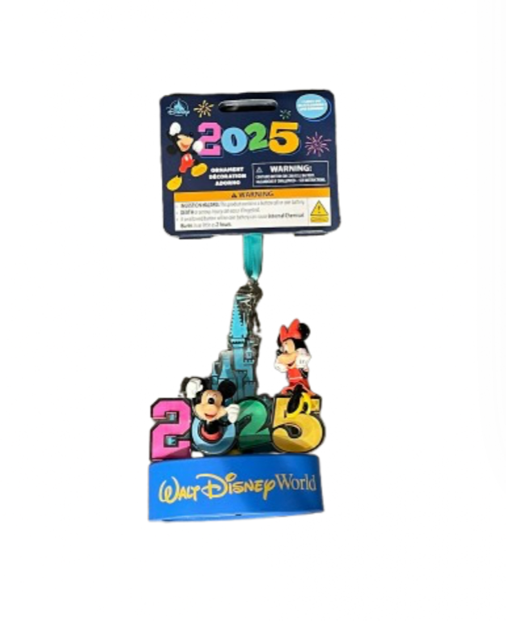 Disney Walt Disney World 2025 Mickey and Minnie Light-Up Figural Ornament New