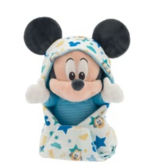 Disney Parks Mickey Mouse Babies Plush in a Blanket Pouch New With Tag