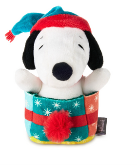 Hallmark Peanuts Christmas Snoopy in Present Zip-Along Plush New with Tag