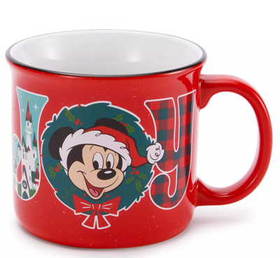 Disney Parks Mickey Mouse Santa Joy Holiday Mug New