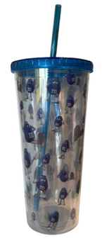 M&M's World Blue Character Moods Tumbler With Straw New with Tag