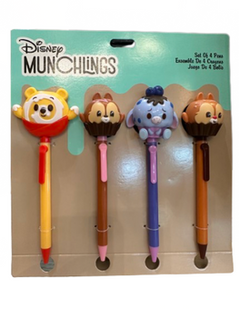 Disney Parks Munchlings Winnie Chip Dale Eeyore Set of 4 Pens New with Card