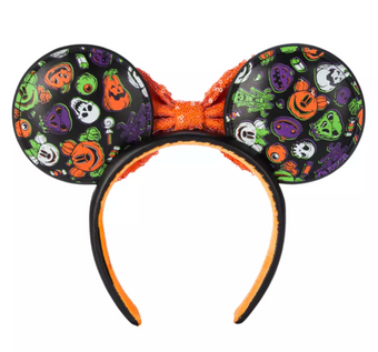 Disney Parks Halloween 2024 Minnie Mouse Glow Ear Headband Sequined New With Tag
