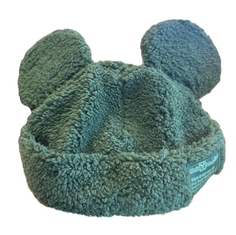 Disney Parks Mickey Mouse Sherpa Beanie for Adults Green New with Tag