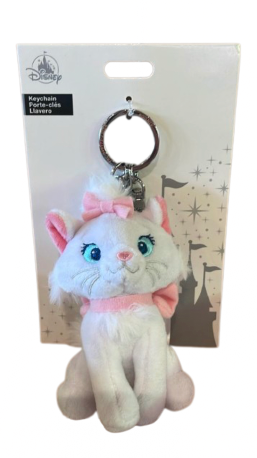 Disney Parks The Aristocats Marie Plush Keychain With Pink Bow Charm New W Card