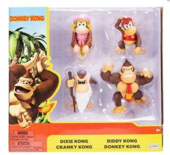 Nintendo Donkey Kong 2.5'' Action Figure - 4pk Toy New With Tag