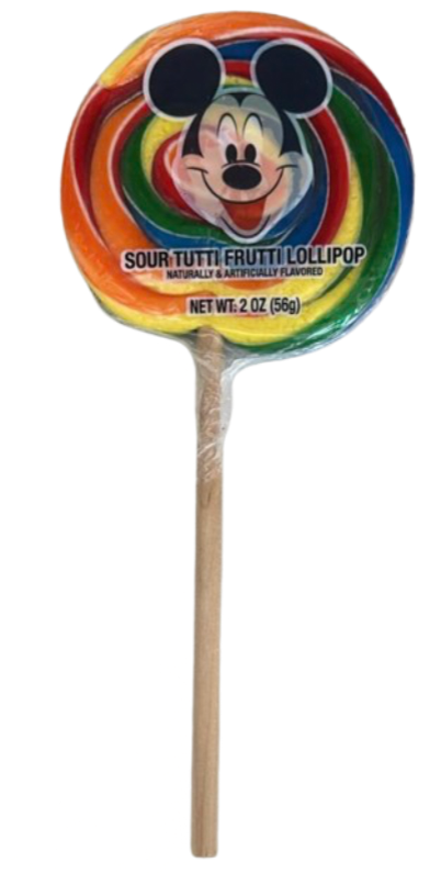 Disney Parks Lollipop - Mickey Mouse - Sour Tutti Frutti - 2oz New with Tag