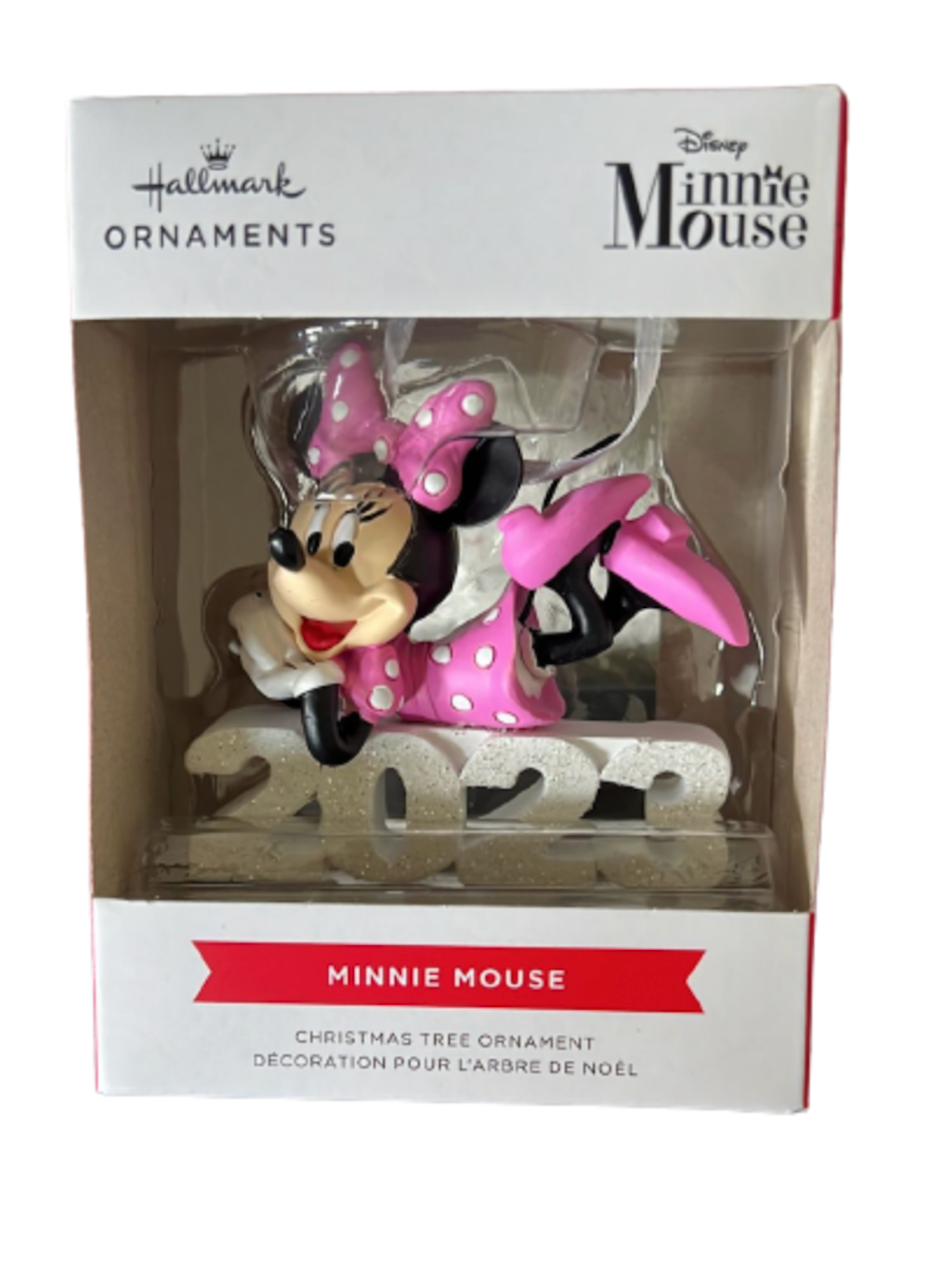 Hallmark Disney 2023 Minnie Mouse Glitter Christmas Tree Ornament New With Box