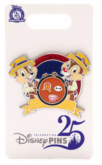 Disney Parks Chip 'n Dale Pin, Pin Trading 25th Anniversary New With Card