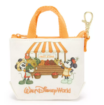 Disney Parks WDW Mickey Minnie Fruit Stand Micro Canvas Tote Bag Charm New Tag