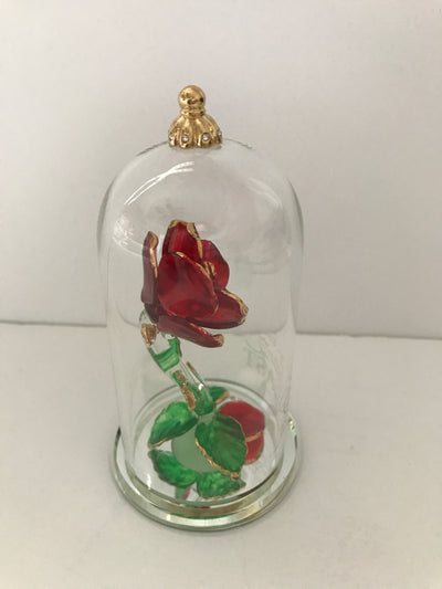Disney Beauty and the Beast Enchanted Rose Glass Sculpture by Arribas Medium