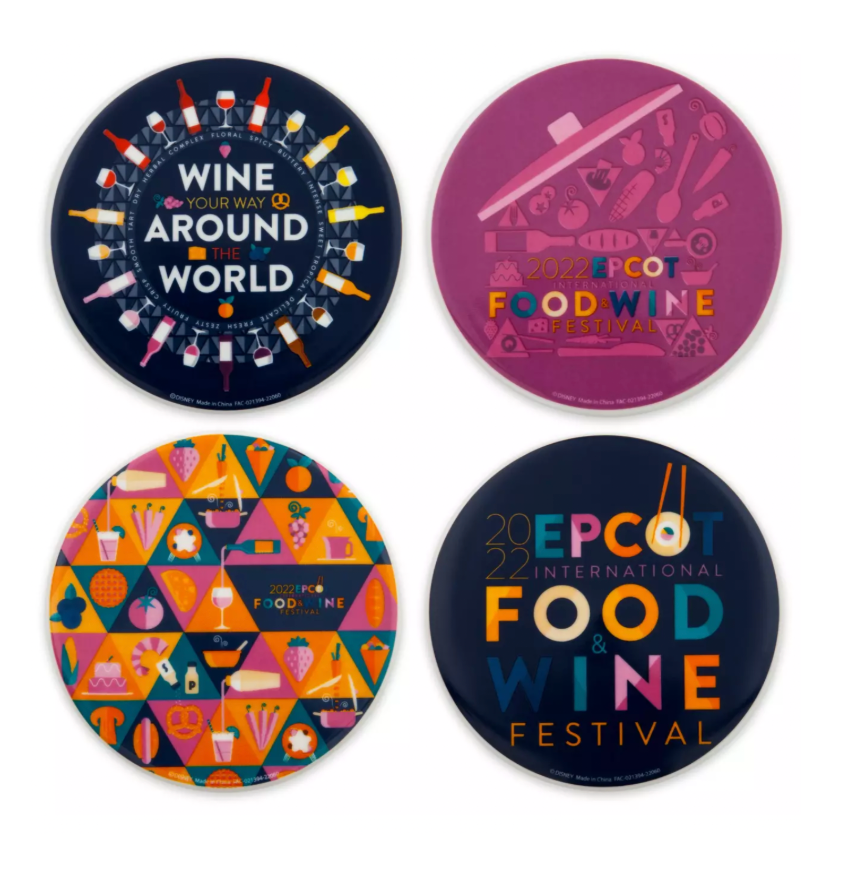 Disney EPCOT Food & Wine 2022 Wine Your Way Around the World Coaster Set New