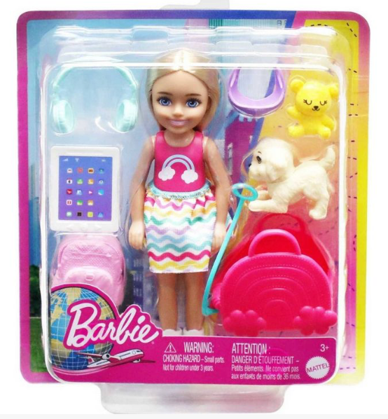 Barbie Toys, Chelsea Doll and Accessories Travel Set with Puppy Toy New with Box