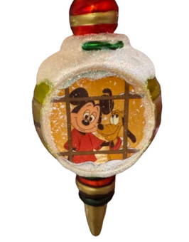 Disney Parks Mickey Mouse and Pluto Glass Christmas Ornament New With Tag