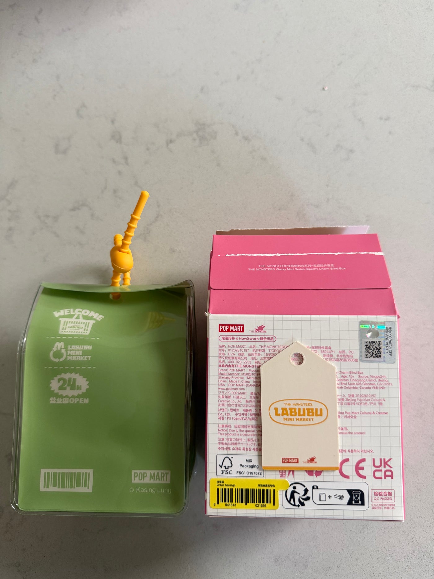 Pop Mart Labubu The Monsters Wacky Mart Grilled Sausage Pinch Pendant USA New