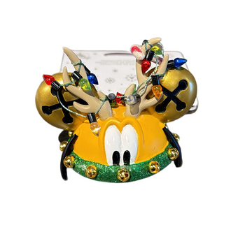 Disney Parks Pluto Ear Hat Lights Christmas Ornament New with Tag
