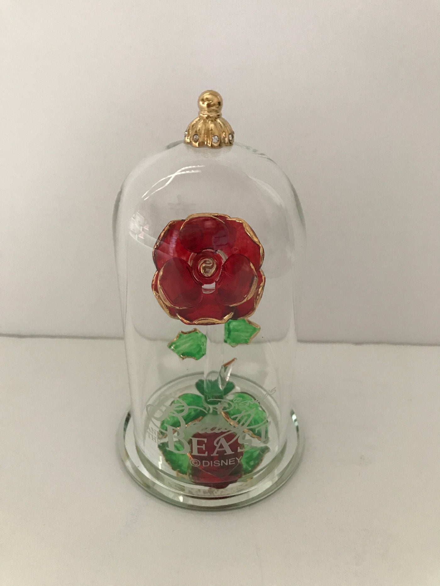 Disney Beauty and the Beast Enchanted Rose Glass Sculpture by Arribas Medium