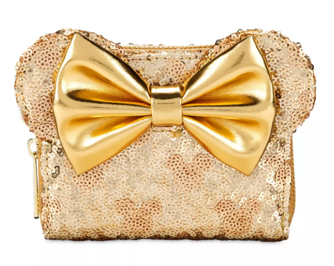 Disney Parks Minnie Mouse Gold Sequin Loungefly Wallet New With Tag