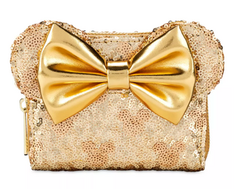 Disney Parks Minnie Mouse Gold Sequin Loungefly Wallet New With Tag