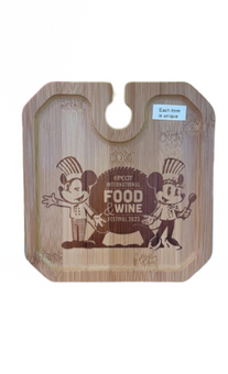 Disney Parks EPCOT Food & Wine 2023 Festival Mickey Minnie Chef Wood Tray New
