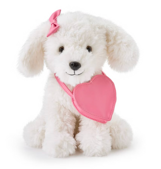 FAO Schwarz 12" Valentine Sparklers Plush Maltese with Heart Purse New with Tag