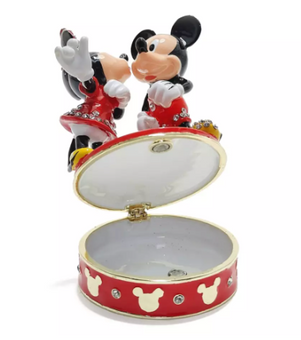 Disney Parks Mickey Mouse and Minnie Mouse Trinket Box by Arribas New with Box