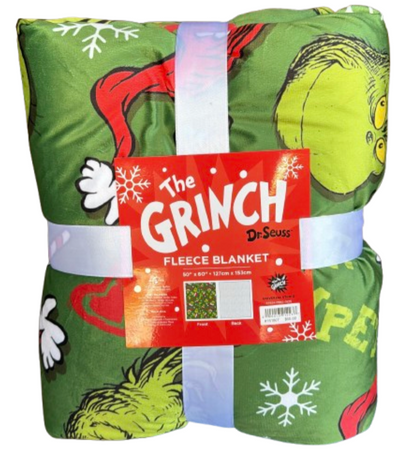 Universal Studios Dr Seuss The Grinch Santa Fleece Blanket New With Tag