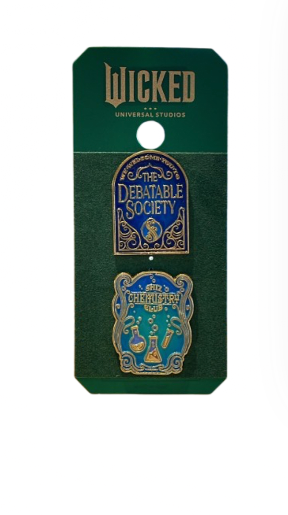Universal Studios Wicked Movie Chemistry Debatable Club 2 Pin Set New with Card