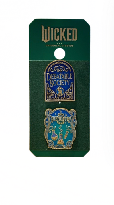 Universal Studios Wicked Movie Chemistry Debatable Club 2 Pin Set New with Card