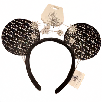 Disney Parks Black Star Sparkle Rhinestone Minnie Ears Headband New With Tag