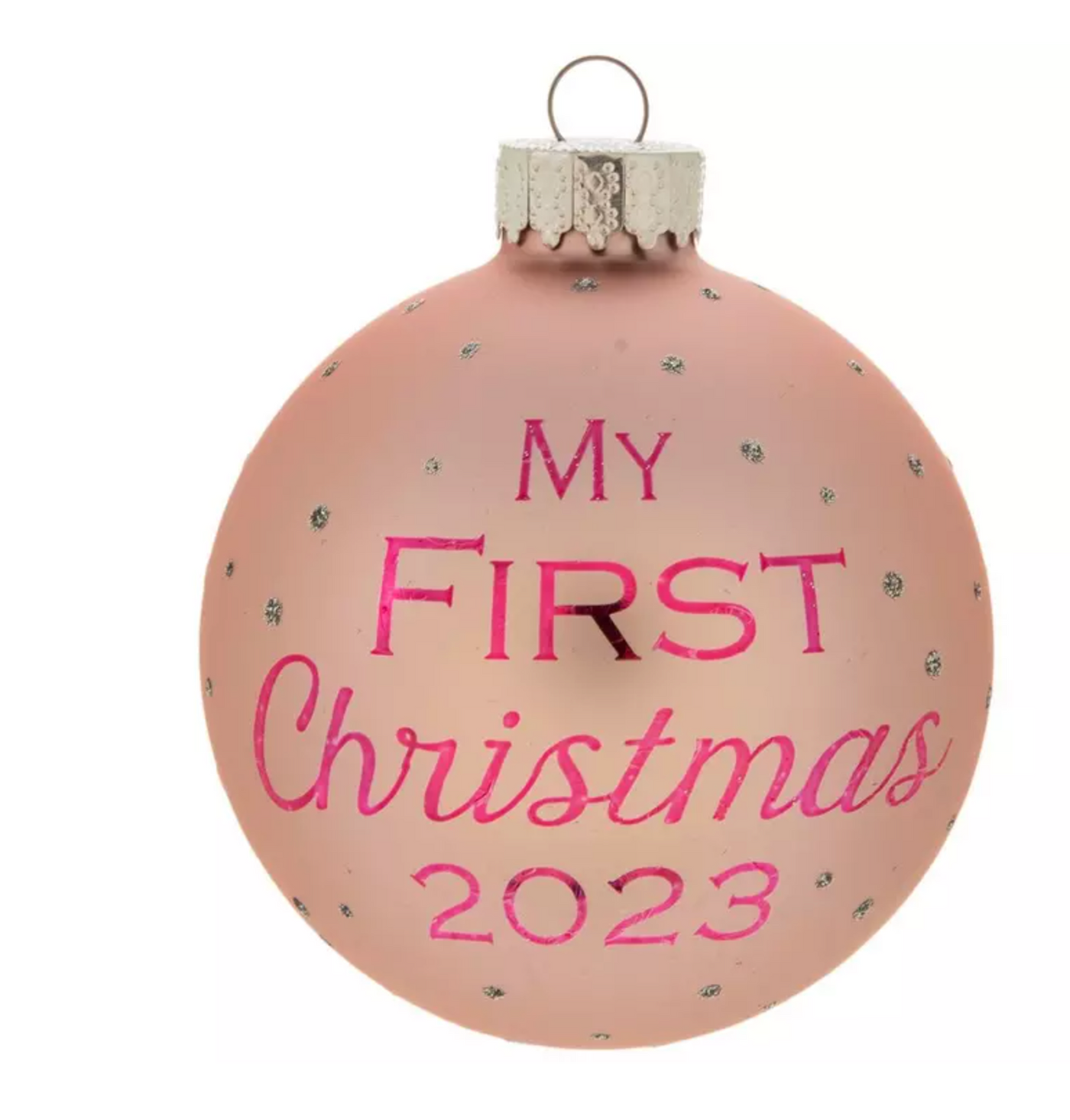 Robert Stanley Pink 2023 My First Christmas Glass Ornament New with Tag