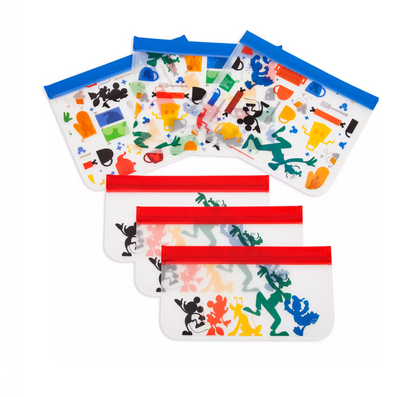 Disney Parks Mousewares Mickey and Friends Reusable Food Storage Bag Set New