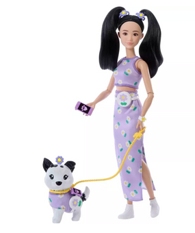 Barbie Twinning Looks Fashion Doll with Pet Dog Purple Toy New with Tag