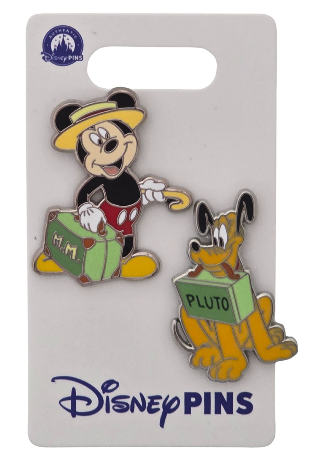 Disney Parks Mickey Mouse And Pluto Travel In Style Pin Set New With Card