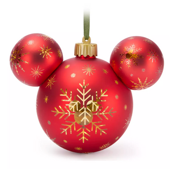Disney Parks Metallic Red Mickey Icon Light Up Christmas Ornament New with Tag