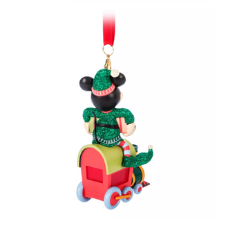Disney Parks Sketchbook Mickey Elf on Christmas Train Ornament New with Tag