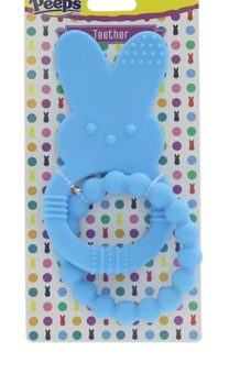 Peeps Bunny Silicon Baby Teether, Blue Easter New with Tag