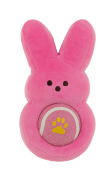 PEEPS 7.5 inch Pink Bunny Plush Dog Toy with Tennis Ball Easter New with Tag