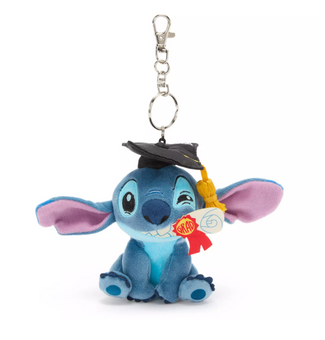 Disney Parks 2026 Stitch Graduation Mini Plush Keychain Bag Charm New with Tag