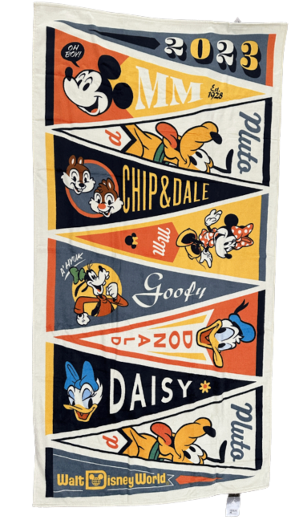 Disney Parks 2023 Mickey and Friends Pennant Beach Towel New with Tag