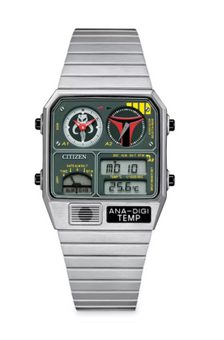 Disney Parks Boba Fett Stainless Steel Quartz Digital Watch Citizen New with Box